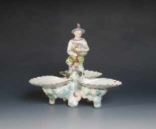 West Pans porcelain triple shell sweetmeat stand